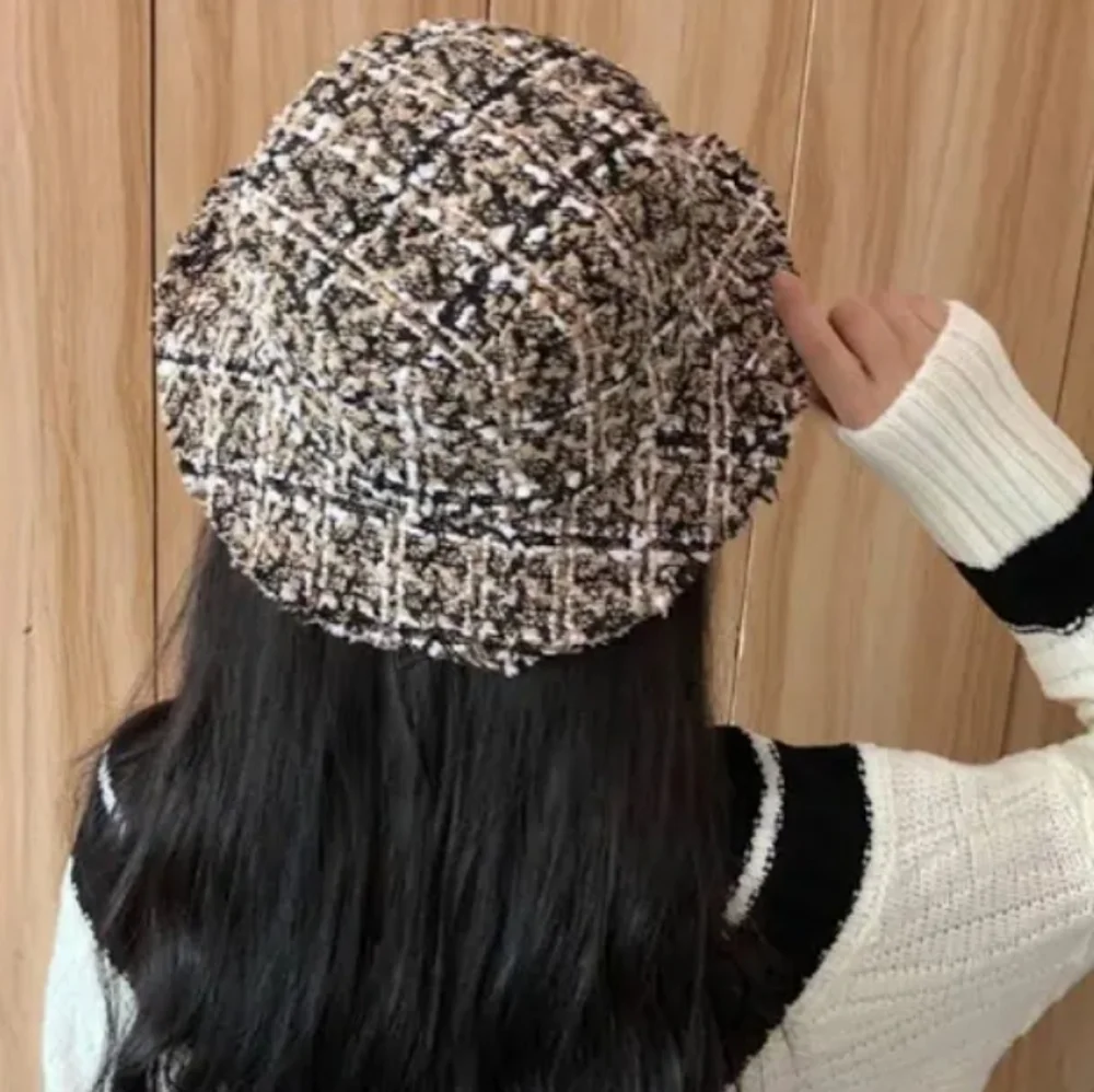 NEW Red Bucket Hat Sequins Plaid Red Black White Tweed Wonderly Women's One Size - Picture 8 of 10